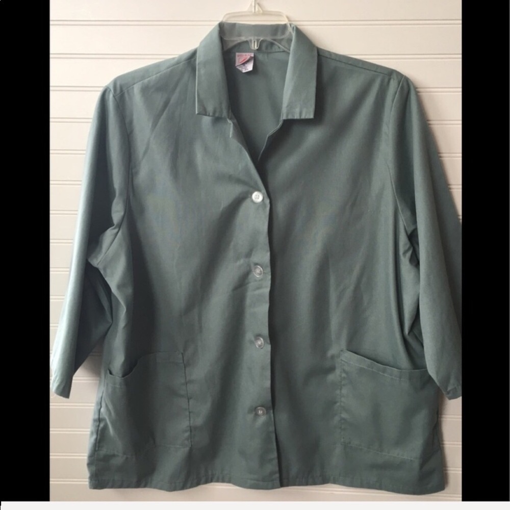 Red Cap Green Nurses Uniform Scrub Jacket Size XL